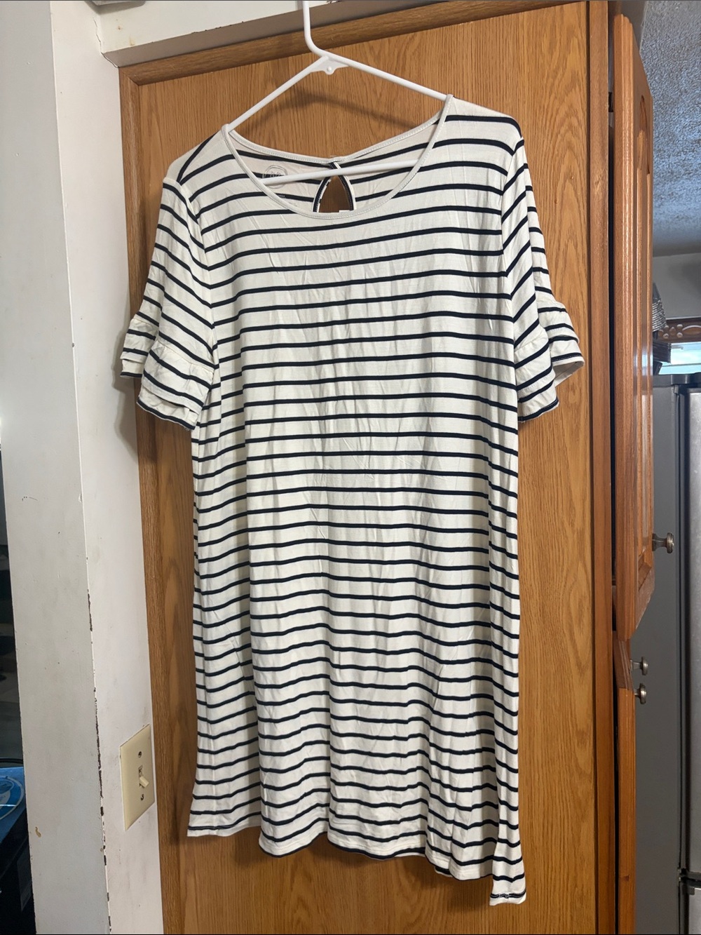 Maurices Navy & White Striped Short Sleeve Shift Dress